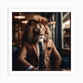 Lion In Business Suit Art Print