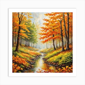 Forest In Autumn In Minimalist Style Square Composition 350 Art Print