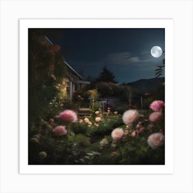 Moonlight In The Garden Art Print