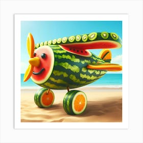 Watermelon Airplane Art Print