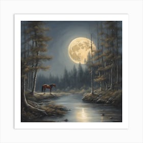 Horse By The River Art Print