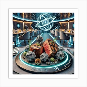 A Futuristic Dish Called Meteorite Steak Medallion Art Print