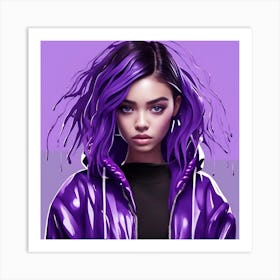 Girl With Purple Hair 1 Art Print