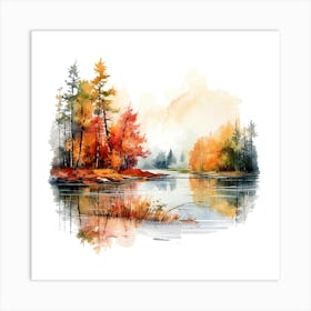 Watercolor Autumn Trees 16 Art Print