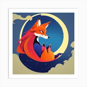 Fox In The Moon Art Print