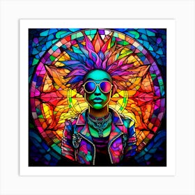 Stained Glass Cyberpunk 1 Art Print