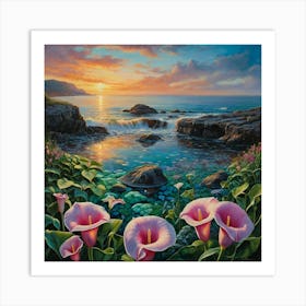 Sunset Calla Lilies 1 Art Print