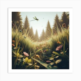 Dragonfly In The Meadow Art Print