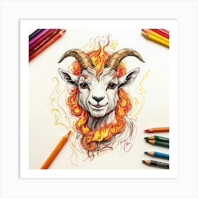 Goat On Fire 49 Art Print