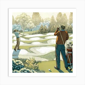 Golfers On A Golf Course Affiche