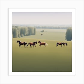 Horses In The Field 7 Art Print