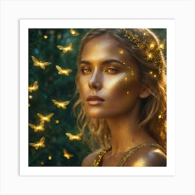 Liquid golden firefly fairy Art Print