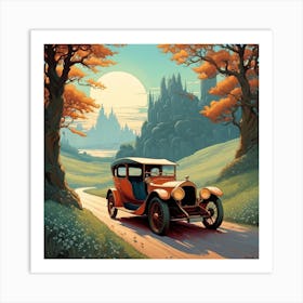 Old Car On The Road Art Print