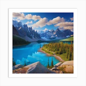 Lake Banff beautiful landscape Art Print