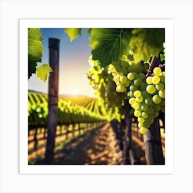 White Grapes In A Vineyard Art Print