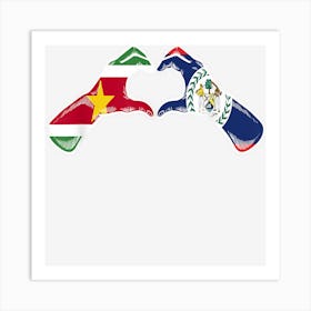 Belize Suriname Flag Belizean Surinamese Heart Art Print