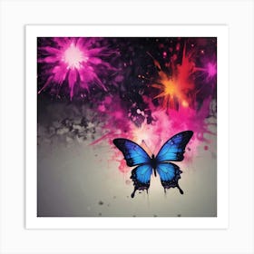 Butterfly With Fireworks Art Print