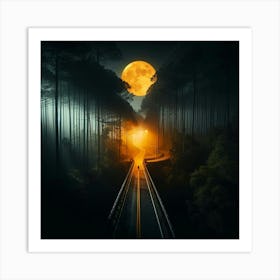 Full Moon In The Forest Art Print