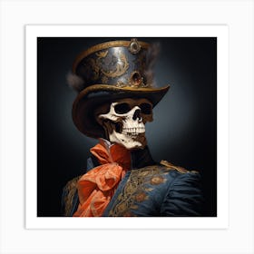 Skeleton In Top Hat 1 Art Print