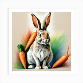 Rabbit With Carrots 29 Art Print