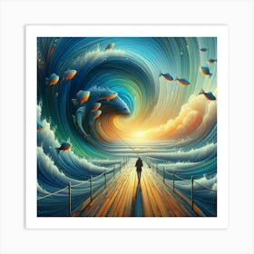 Man Fishing In The Ocean Art Print