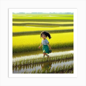 Girl In A Rice Field Affiche