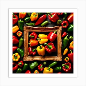 Colorful Peppers In A Frame 23 Art Print