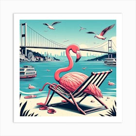 Flamingo at Istanbul beach Art Print