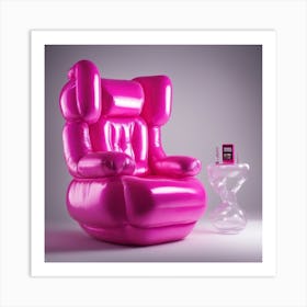 Furniture Design, Tall Buda, Inflatable, Fluorescent Viva Magenta Inside, Transparent, Concept Produ Art Print