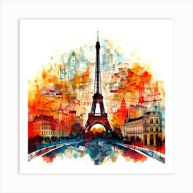 Paris Word Collage - Eiffel Tower Art Print