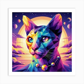 Smudge Low Poly Cat Art Print