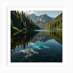 Blue Lake In The Mountains 1 Art Print