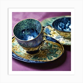 Imagine The Sgraffito Glass Technique On Teacups Art Print