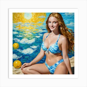 Girl On The Beachhik Art Print