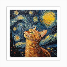 Starry Night Cat 8 Póster