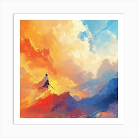 Man On A Mountain Art Print