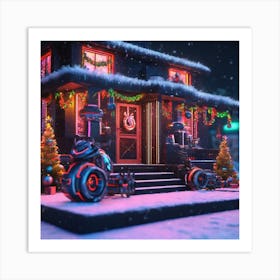 Christmas House In The Snow 7 Art Print