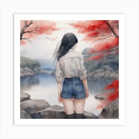 Girl In Shorts Art Print