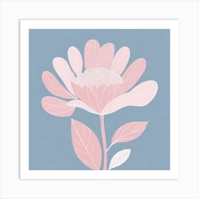 A White And Pink Flower In Minimalist Style Square Composition 495 Art Print