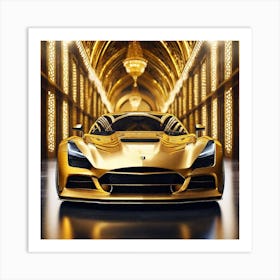 Golden Aston Martin Art Print