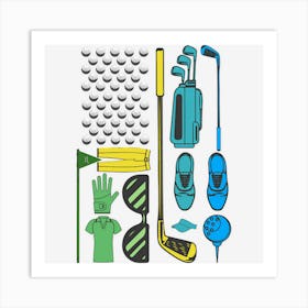 Golf Equipment Us Flag Art Print