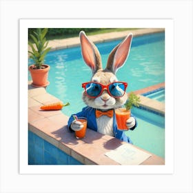 Rabbit By The Pool Art Print