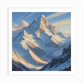 Valleys filled with clouds, with the peaks of the mountains rising above them. Art Print