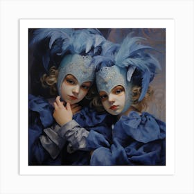 Two Boys In Blue Masks Art Print