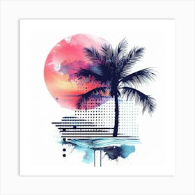 Palm Tree At Sunset 6 Art Print