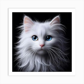 White Cat With Blue Eyes 6 Art Print