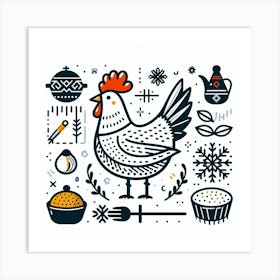 Scandinavian style, chicken 1 Art Print