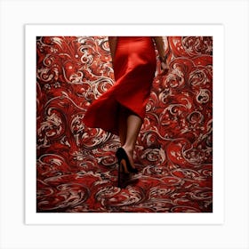 Haelthy 55522 A Woman High Heels Shoes Carpet Pattern Red Color Fd5ee675 Aefd 4e0b A110 Ad4558996cad Art Print