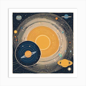 Retro Solar System Canvas Art Art Print