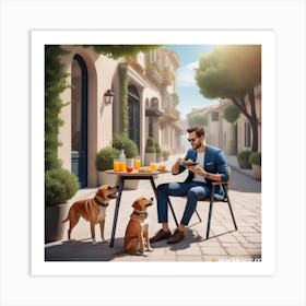 Lunch With My Dogs(1) Art Print